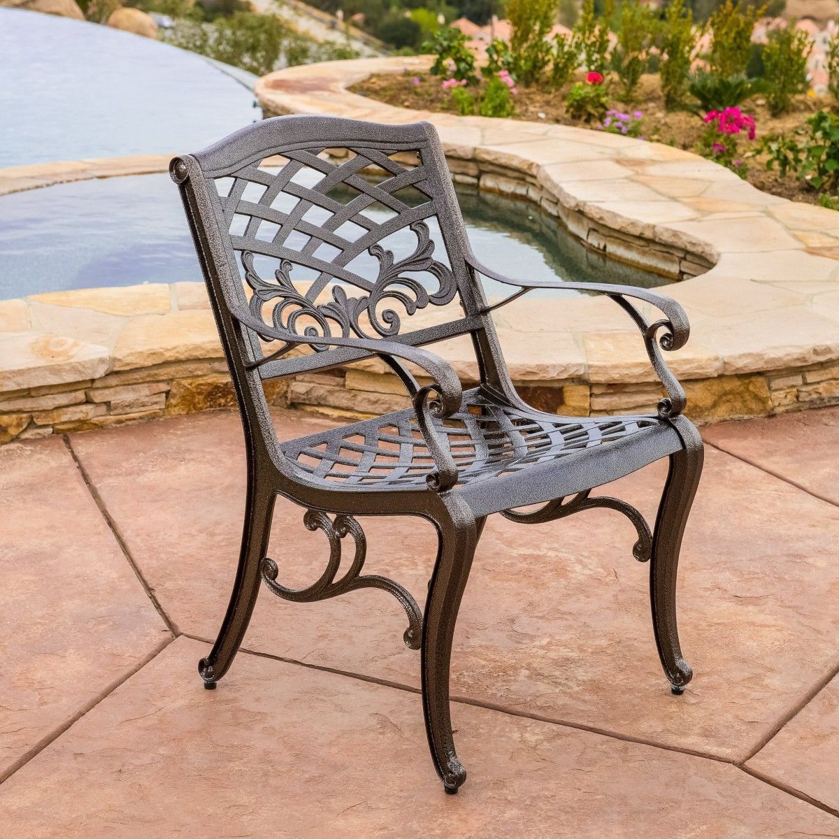 Covington Cast Aluminum 5 Piece Outdoor Dining Set With Round Table ... with Choosing the right 4-seater dining set for your Sarasota backyard space