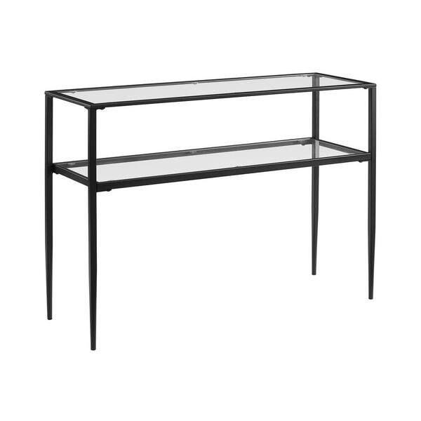 Crosley Furniture Ashton 42 In. Matte Black/Clear Standard Rectangle ... with regard to Styling Your Space with the Crosley Sloane Glass and Metal Console
