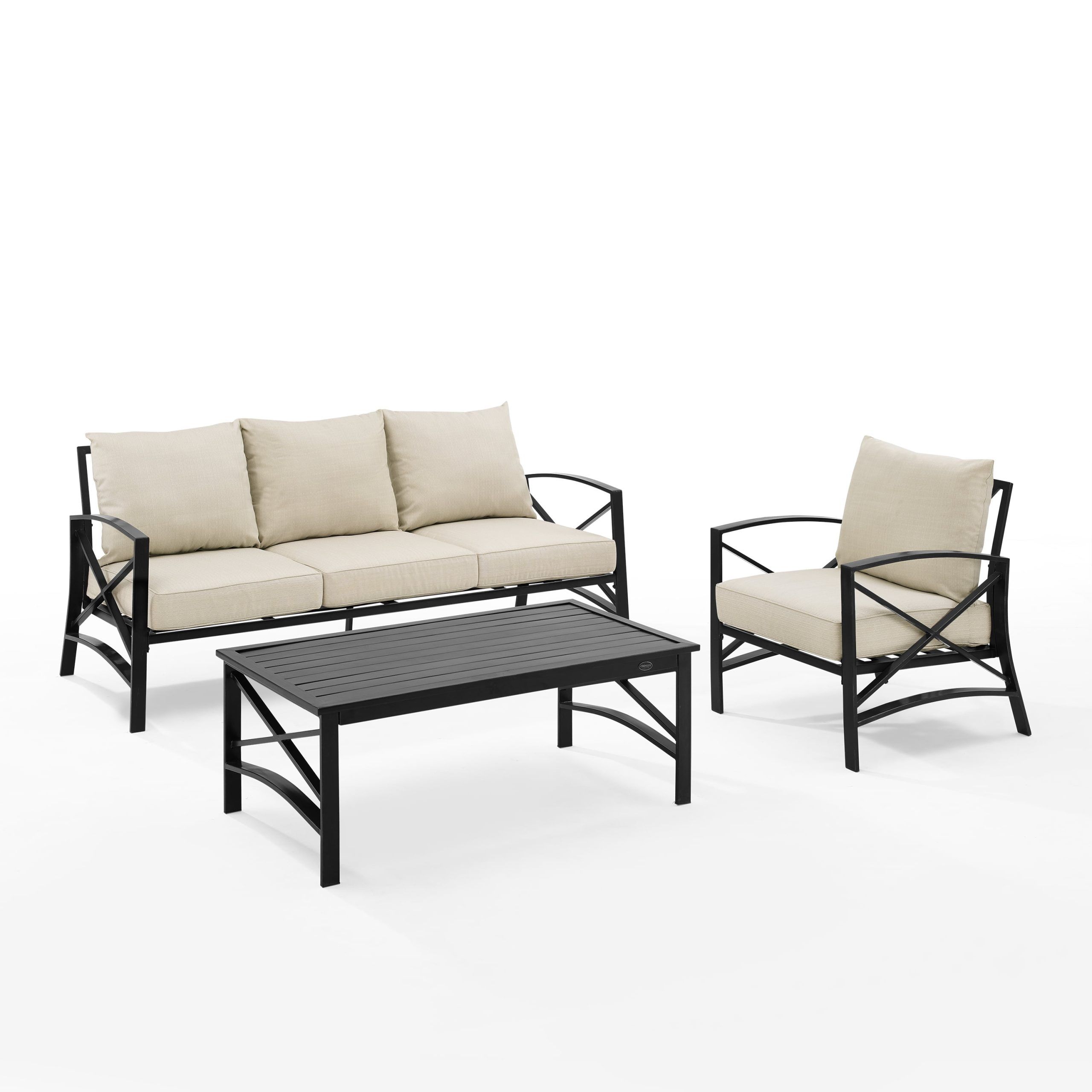 Crosley Furniture Kaplan Oil Rubbed Bronze 3 Piece Outdoor Sofa Set ... inside Kaplan 5-Piece Outdoor Dining Set, Oatmeal/Oil Rubbed Bronze
