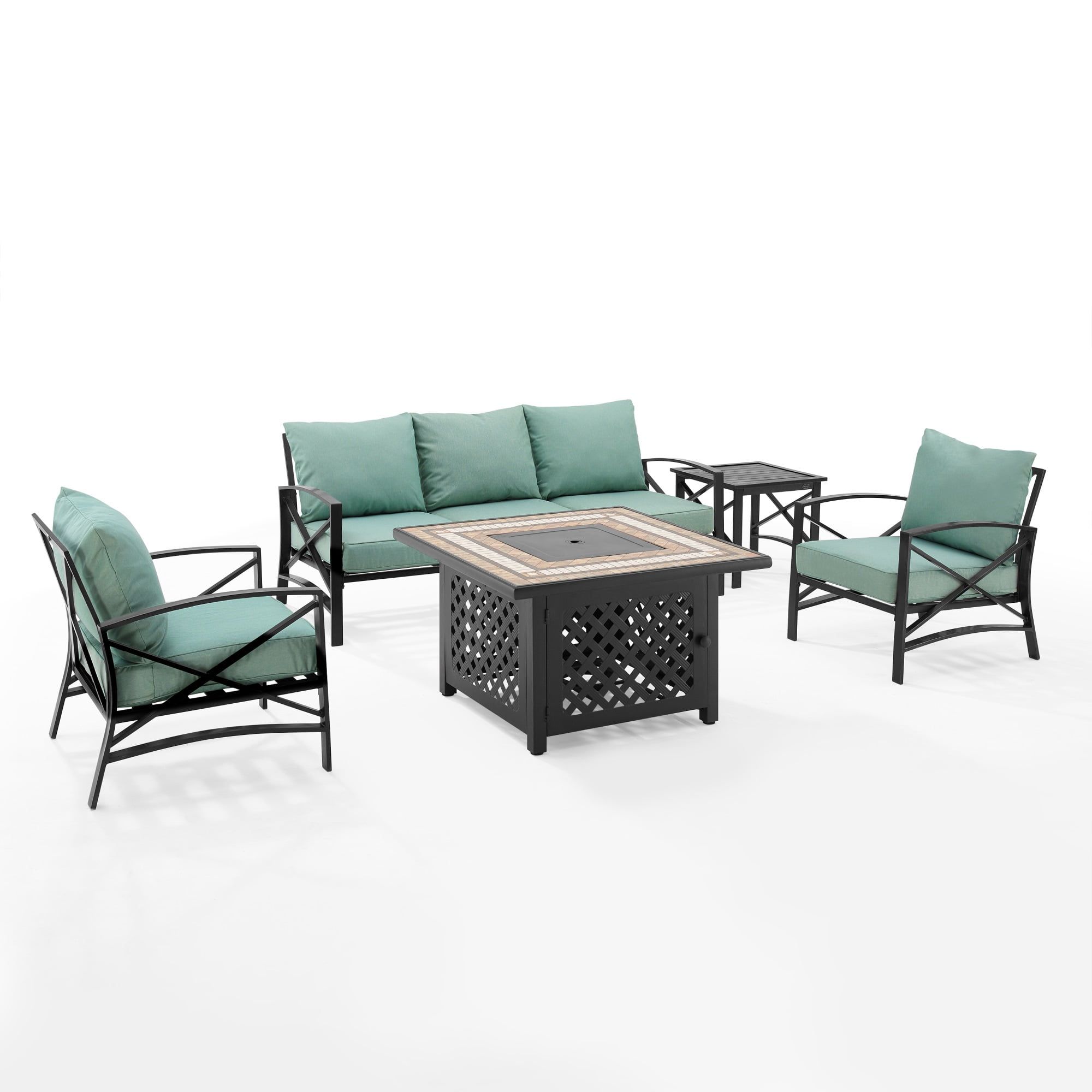 Crosley Furniture Kaplan Oil Rubbed Bronze/Mist 5 Piece Outdoor Sofa ... with regard to Kaplan 5-Piece Outdoor Dining Set, Oatmeal/Oil Rubbed Bronze