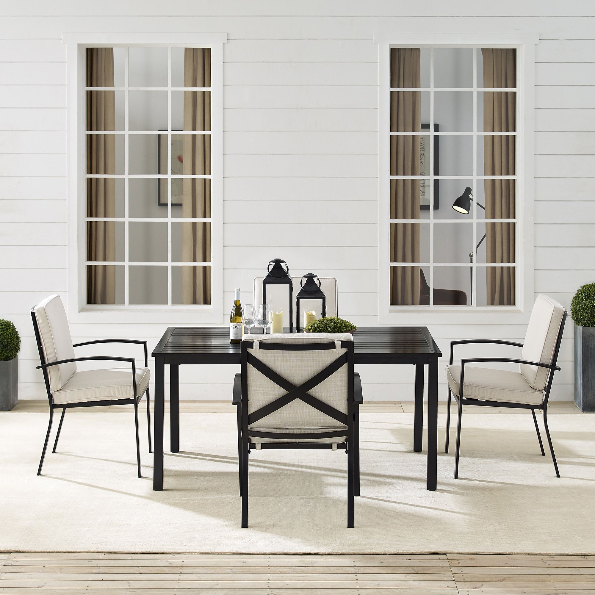 Crosley Kaplan 5Pc Oil Rubbed Bronze Slatted Top Dining Set - Oatmeal ... in Styling Your Patio with the Kaplan 5-Piece Outdoor Dining Set in Oatmeal/Oil Rubbed Bronze