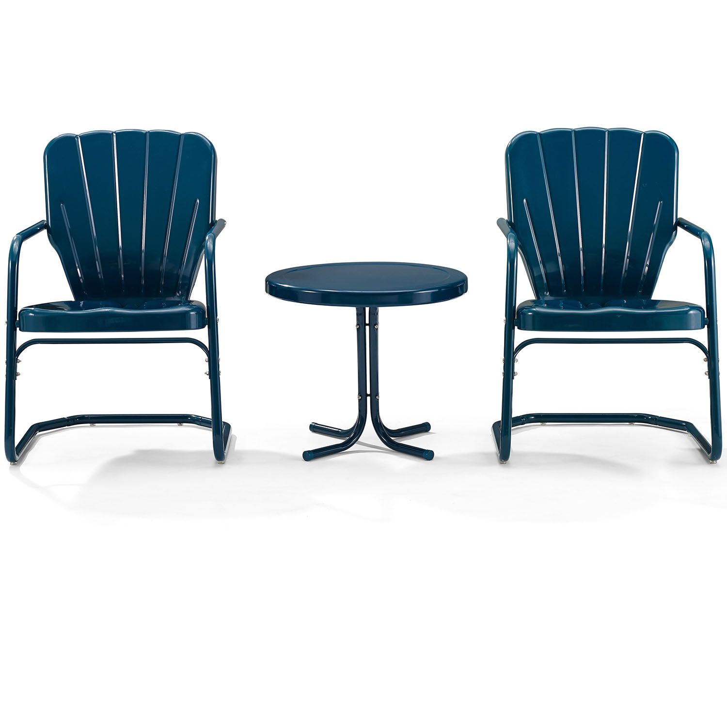 Crosley Ko10012Nv Ridgeland 3 Piece Outdoor Chair & Side Table Set In ... regarding Ridgeland 5-Piece Outdoor Dining Set, Navy Gloss
