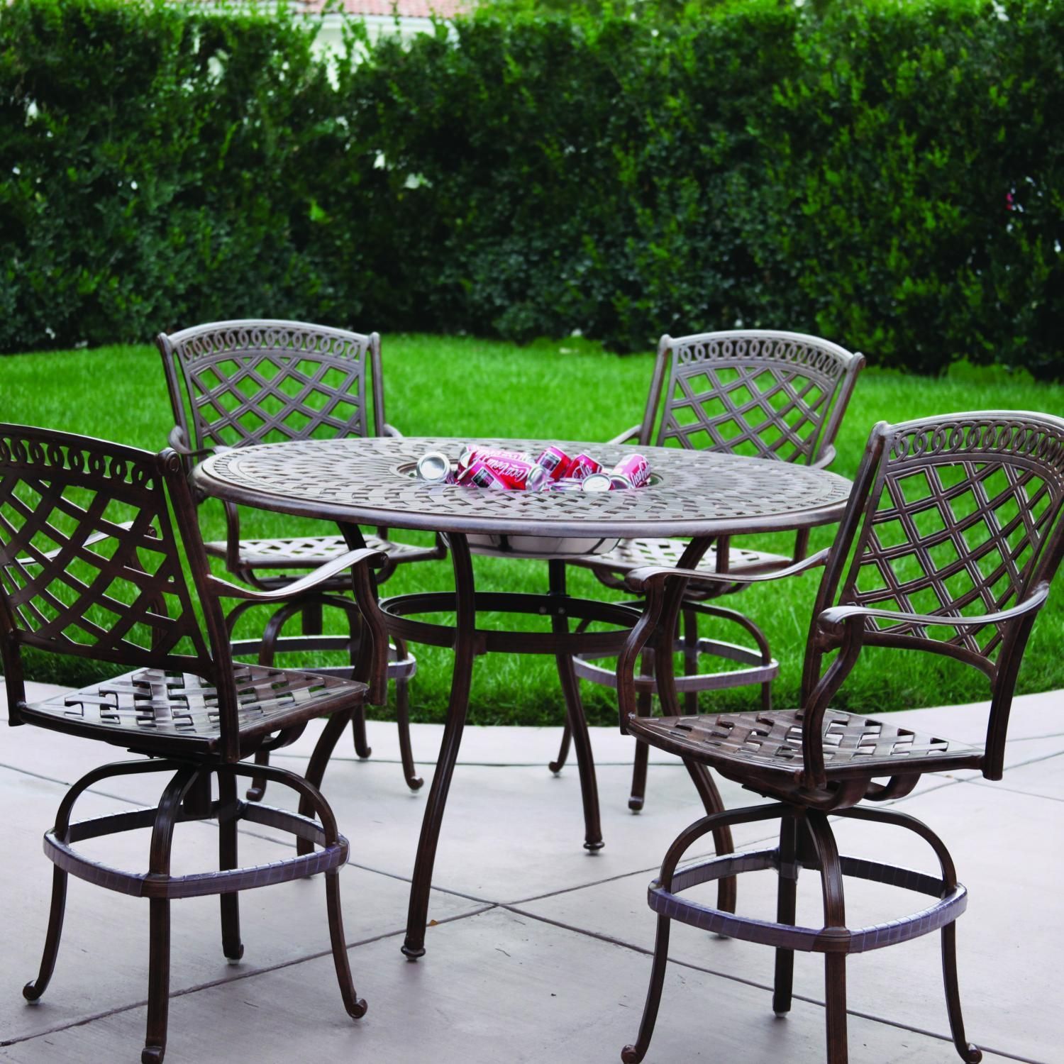 Darlee Sedona 5 Piece Cast Aluminum Patio Bar Set | Patio Bar Set ... pertaining to Sedona 46" 5-Piece Cast Aluminum Outdoor Dining Set