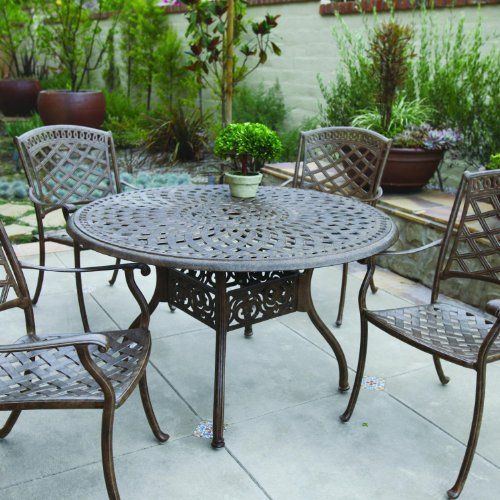 Darlee Sedona 5 Piece Cast Aluminum Patio Dining Set - Antique Bronze ... pertaining to Sedona 46" 5-Piece Cast Aluminum Outdoor Dining Set