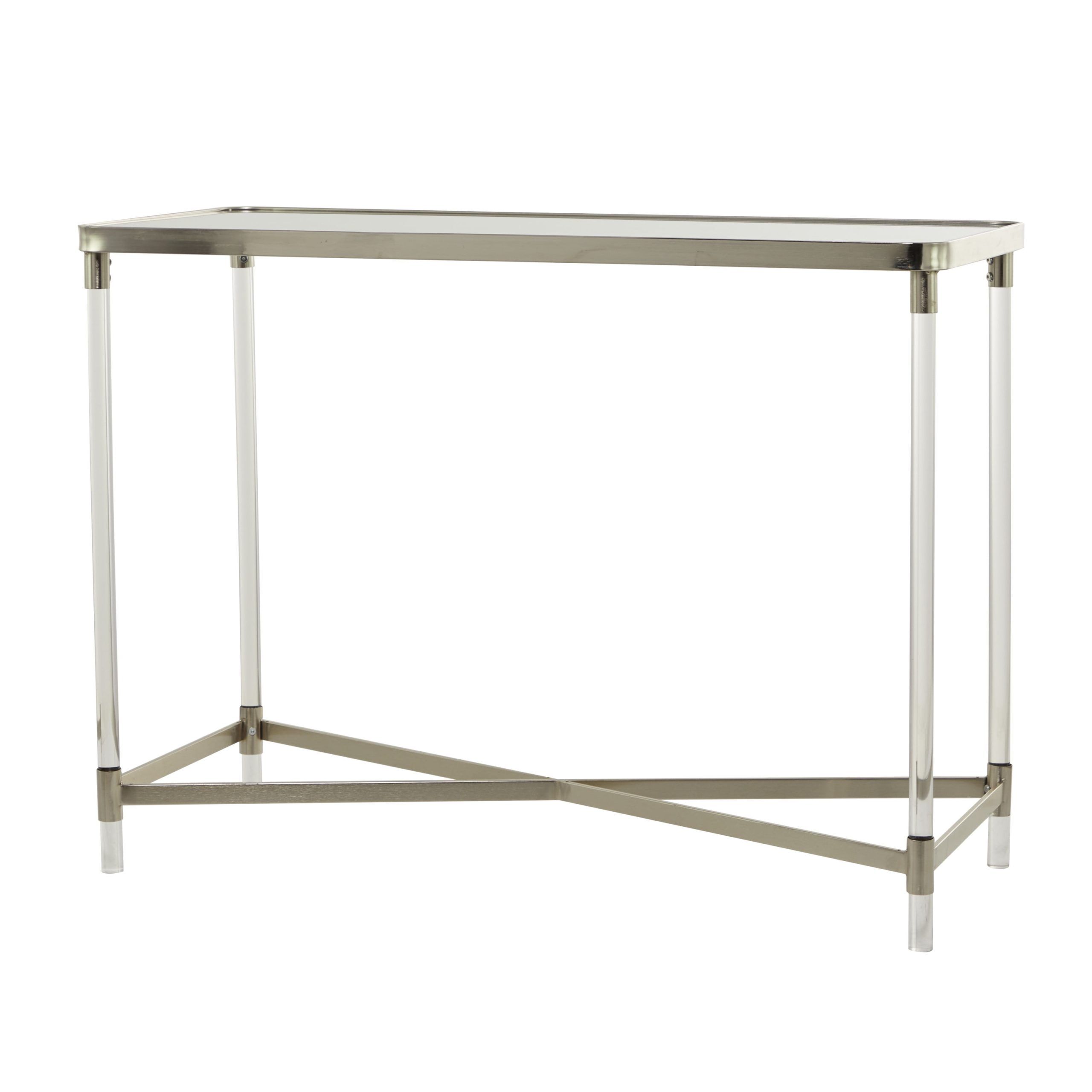 Decmode 44" X 33" Silver Metal Console Table With Mirrored Top And ... in How Silver Console Tables Transform Modern Living Spaces