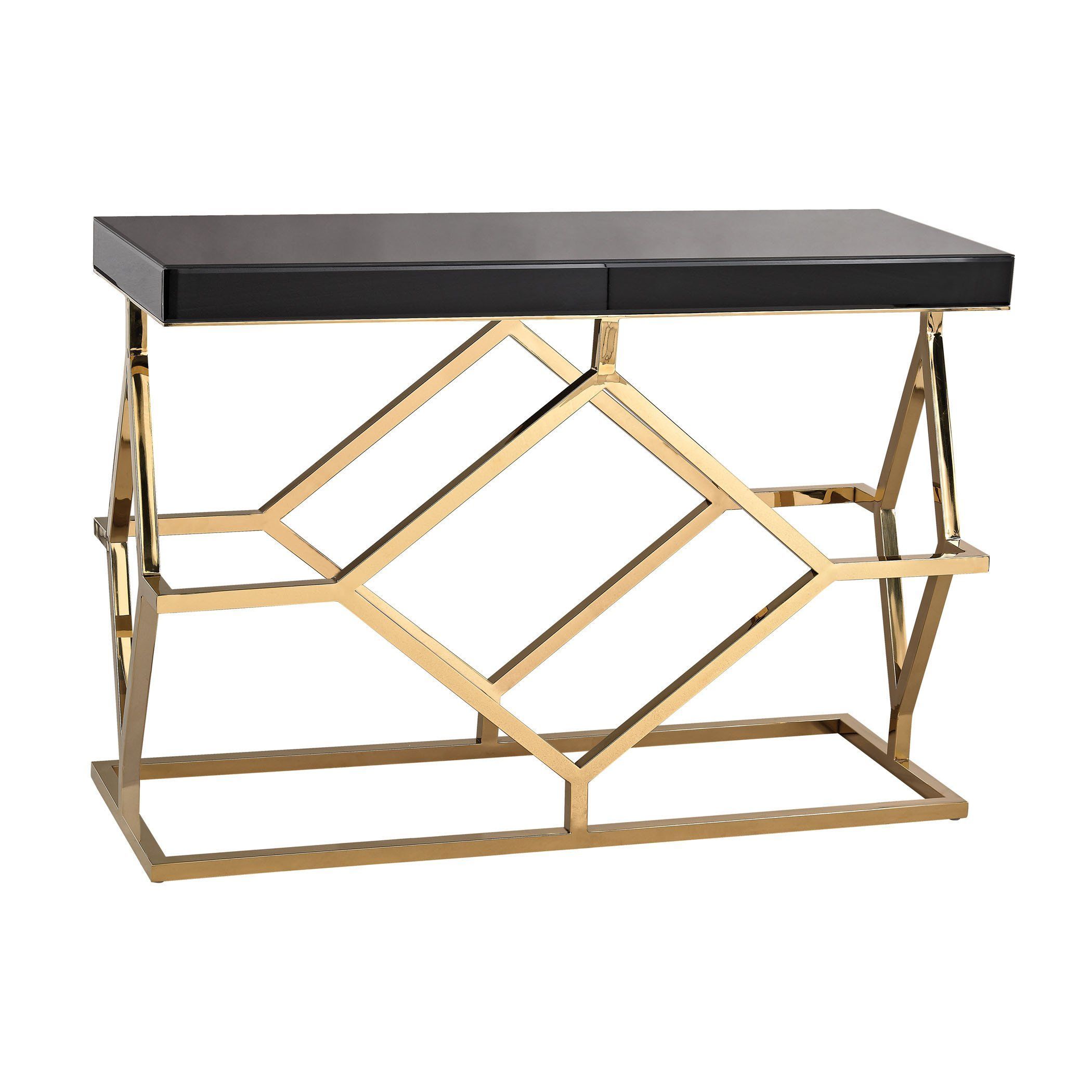 Deco Console Table In Black And Gold | Modern Console Tables, Glass ... with regard to Paris Black And Gold Metal Base Sofa Table