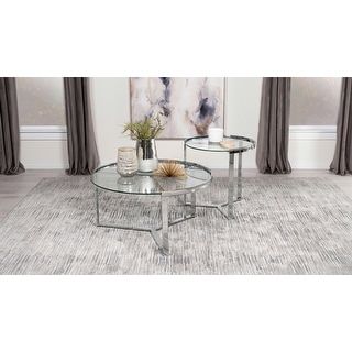 Delia 2-Piece Round Glass Top Nesting Coffee Table - Bed Bath & Beyond ... with Coaster Delia 2-Piece Metal Round Glass Top Nesting Coffee Table Chrome