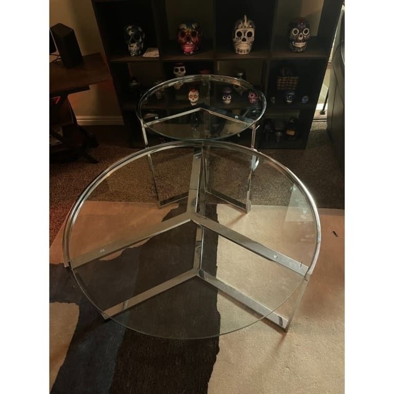 Delia 2-Piece Round Glass Top Nesting Coffee Table Clear And Chrome ... intended for Coaster Delia 2-Piece Metal Round Glass Top Nesting Coffee Table Chrome