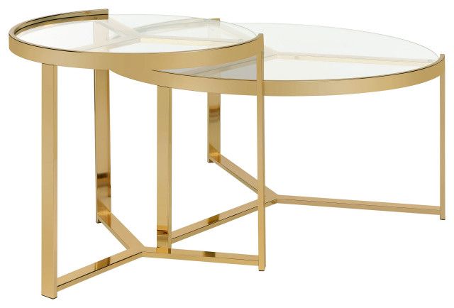Delia 2-Piece Round Nesting Table Clear And Gold - Contemporary ... within Understanding the Diamond Sofa Lane Nesting Set A Guide for Your Living Space