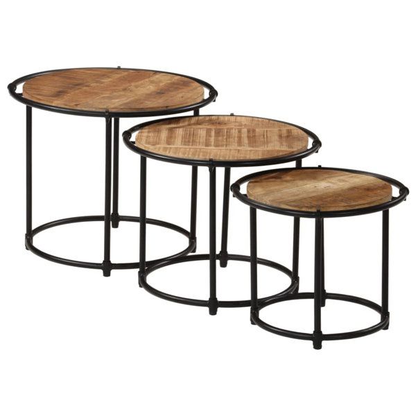 Devidaxl Vidaxl Nesting Tables Made Of Solid Acacia Wood | Wayfair.co.uk with Contemporary Solid Acacia Wood Nesting End Tables (Set Of 3)