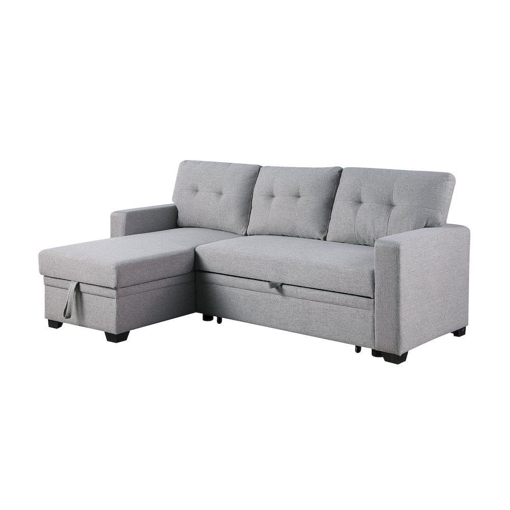Devion Furniture Light Gray Polyester Fabric Reversible Sleeper ... inside Devion Furniture Polyester Fabric Reversible Sleeper Sectional Sofa - Light Gray