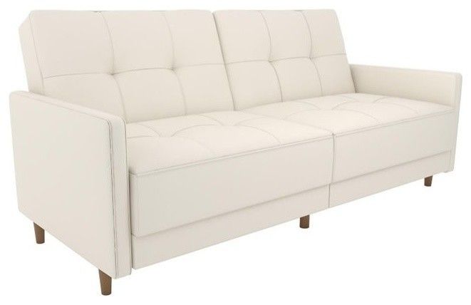 Dhp Andora Modern Coil Faux Leather Convertible Sleeper Sofa In White ... pertaining to Dhp Andora Modern Coil Faux Leather Convertible Sleeper Sofa In White