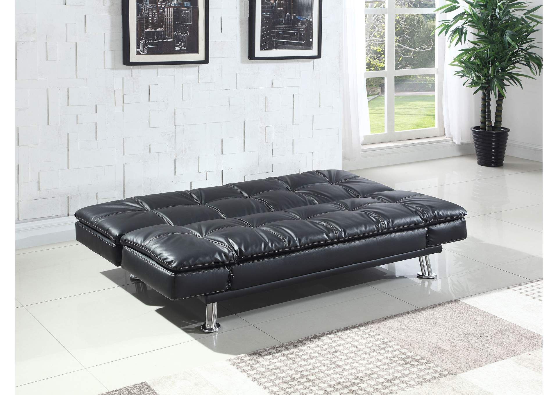 Dilleston Upholstered Tufted Convertible Sofa Bed Black within Upholstered Sofa Bed With Tufted Back, Black