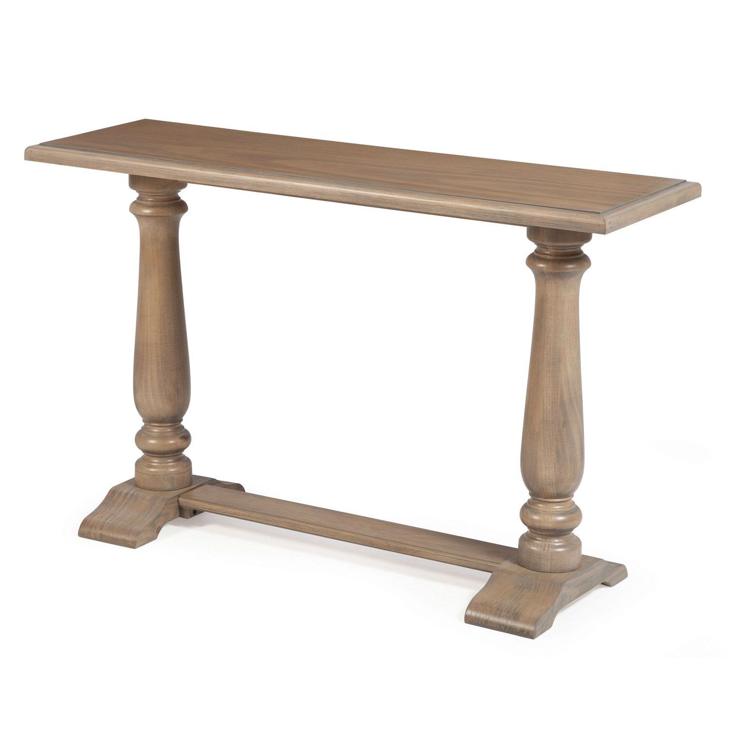 Driftwood Contemporary Classic Console Sofa Table With Pedestal Legs ... inside Driftwood Brown Console Table With Double Pedestal Base And Box Diamond Top