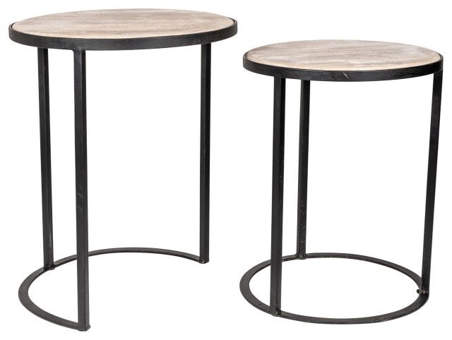 East At Main Mango Wood And Black Iron Nesting Tables (Set Of 2 ... intended for A Deep Dive into the Craftsmanship of East at Main Nesting Tables