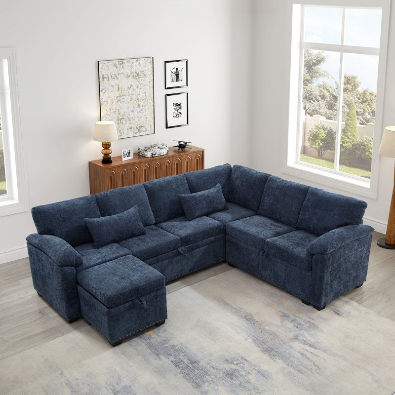 Ebern Designs L-Shaped Corner Chenille Sectional Sofa | Wayfair within Exploring the Design Elements That Make the Celine 128"W Chenille Corner Sectional Sofa Special