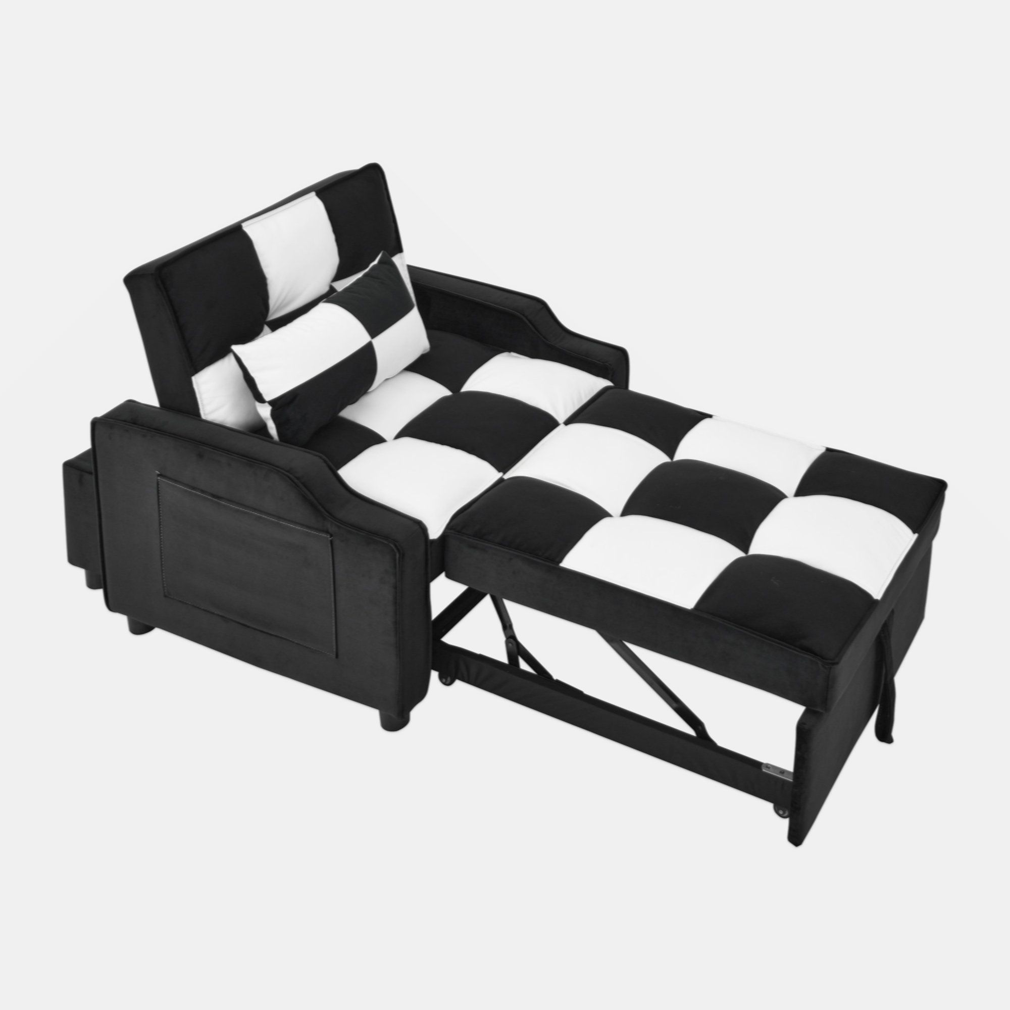 Ebern Designs Modern Velvet Armchair Sofa Couch Pull Out Bed,3 In One ... within Modern Velvet Sleeper Sofa With Padded Track Arms & Durable Pull-Out Bed, Black
