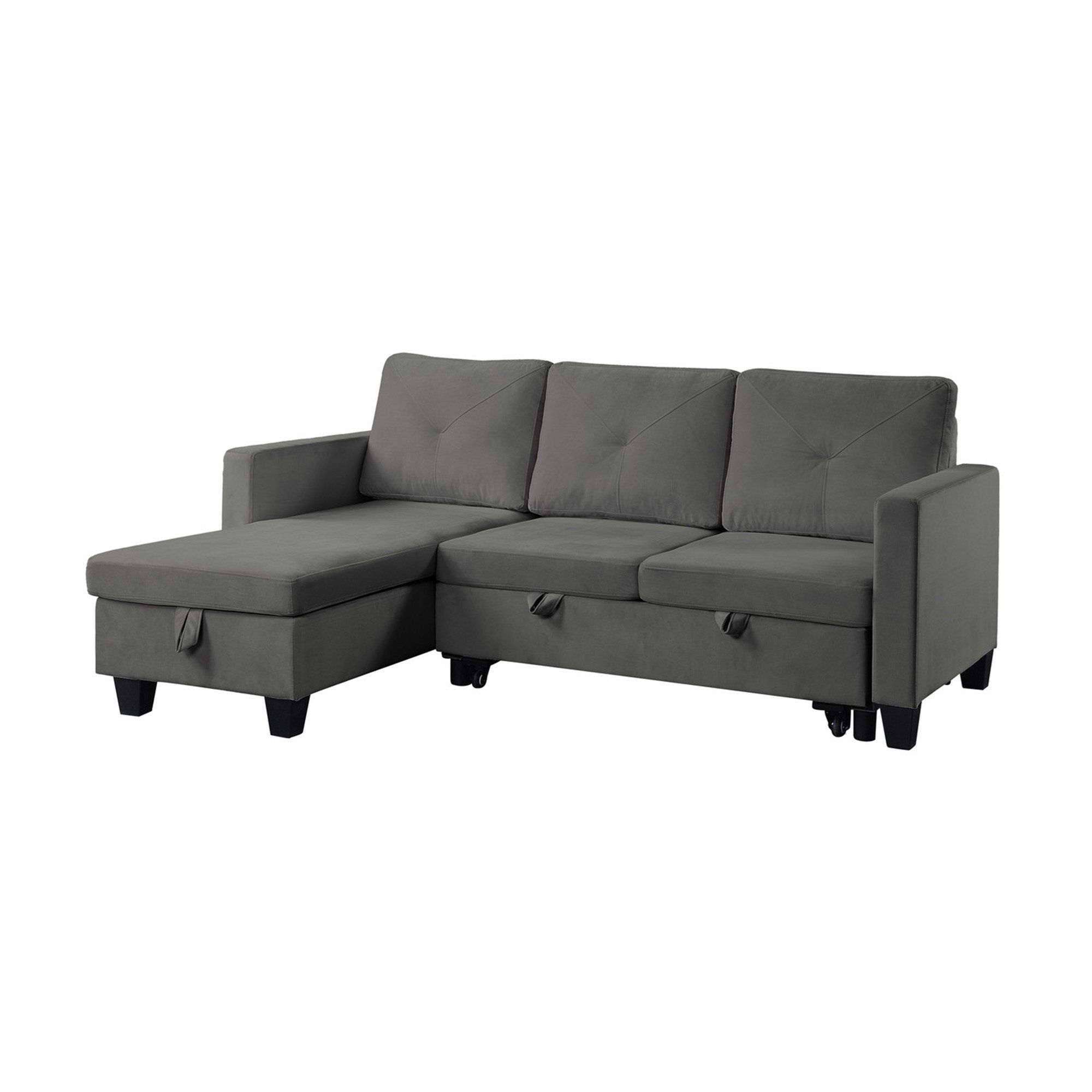 Ebern Designs Nova 82.5" Dark Gray Velvet Reversible Sleeper Sectional ... with Understanding the versatility of reversible sleeper sectional designs