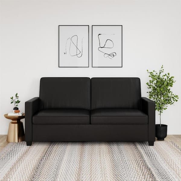 Eco Rest Contemporary Faux Leather Sleeper Sofa | Cabinets Matttroy inside Beyan Signature Harlem 65" Faux Leather Convertible Sleeper Loveseat In Black