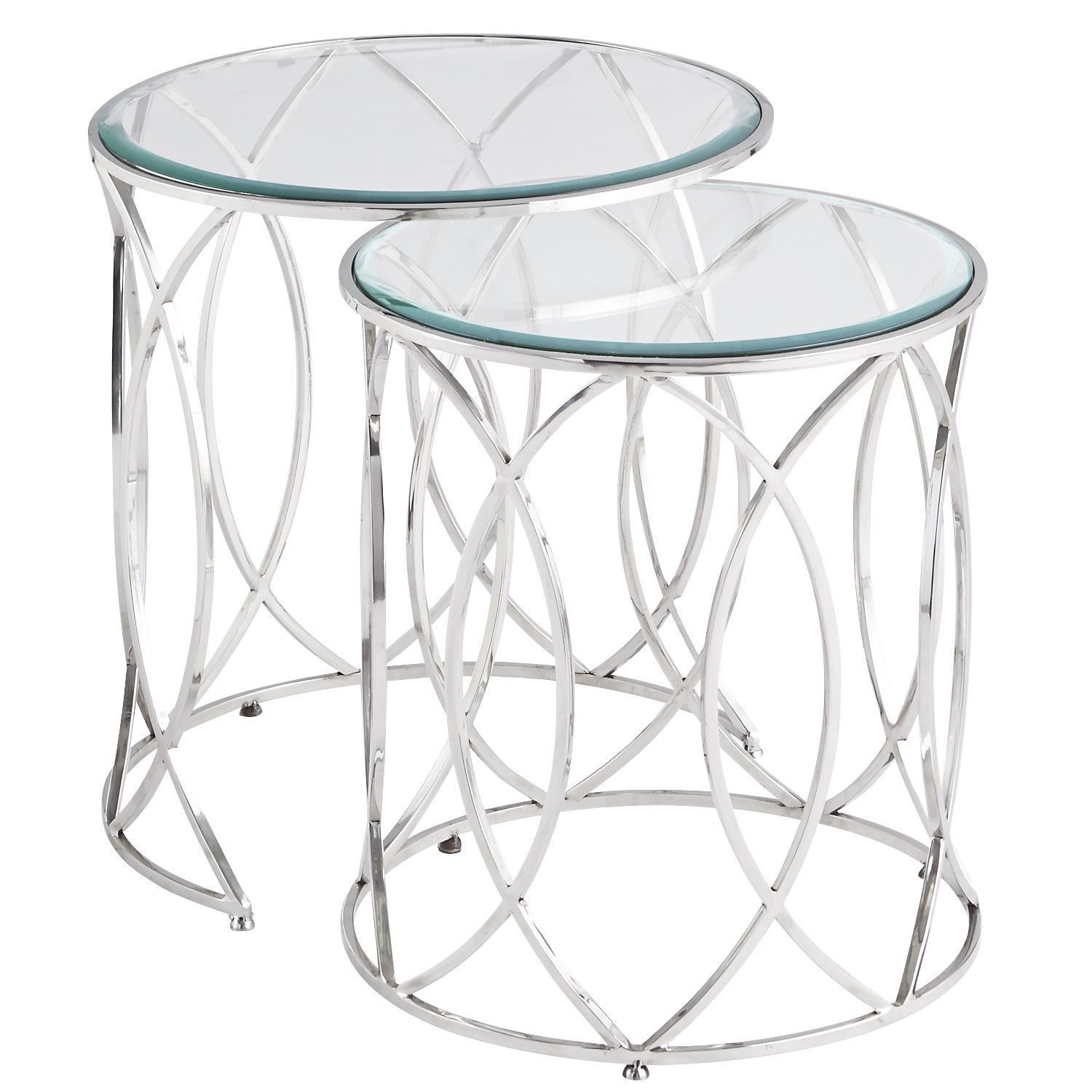 Elana Silver Stainless Steel Round Nesting Tables | Nesting Tables ... regarding Nimble Stainless Steel Nesting Table, Silver