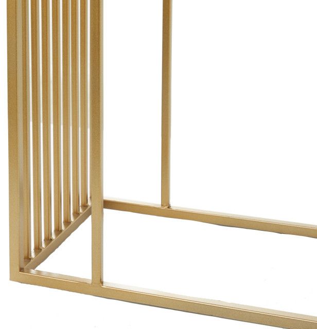 Elegant Console Table, Minimalistic Geometric Design With Gold Frame ... intended for Elegant Console Table With Gold Frame, Geometric Design, And Glass Top