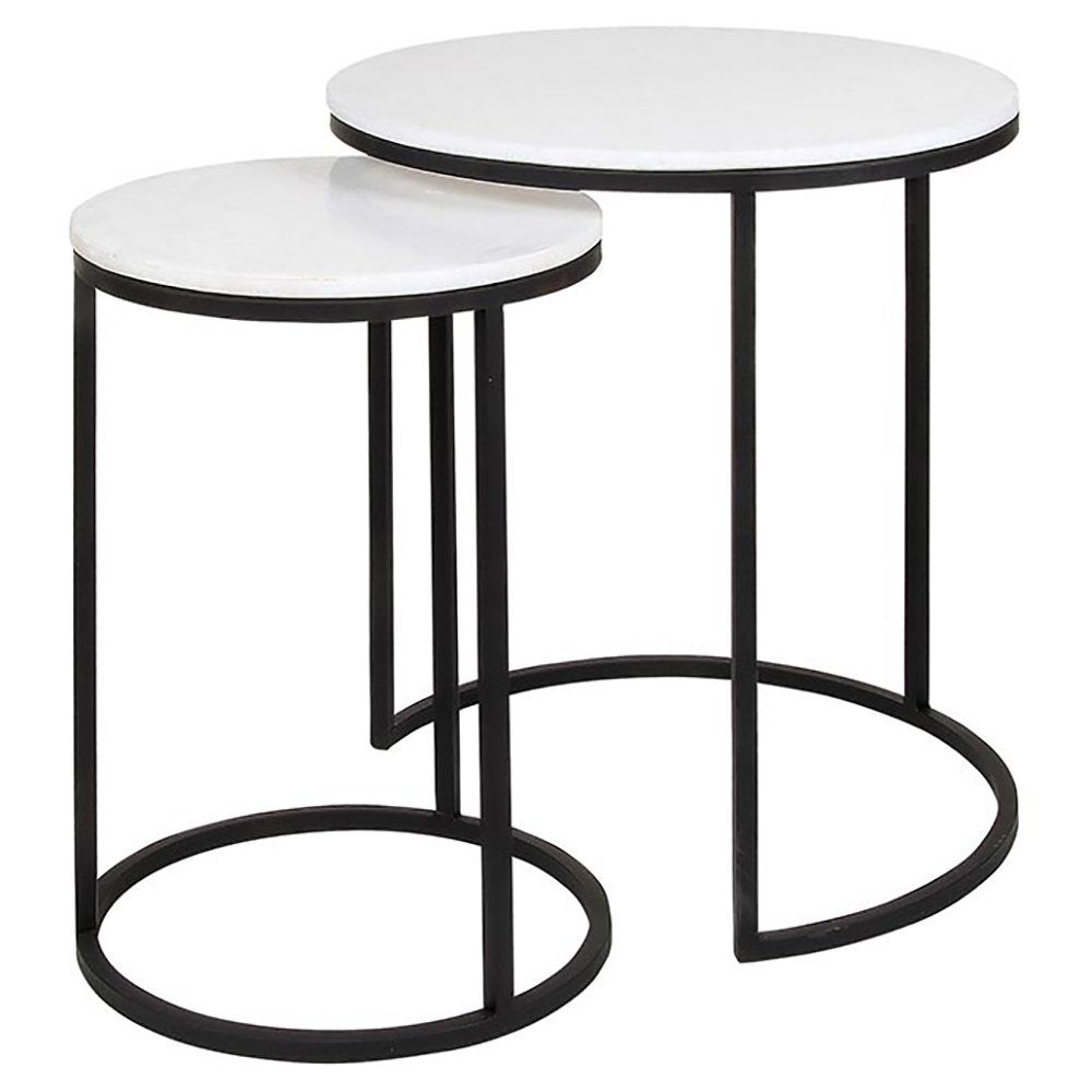 Ellahome 2 Piece Nesting Tables | Wayfair for Fort Worth 2-Piece Nesting Side Tables With Black Metal Legs, White Marble