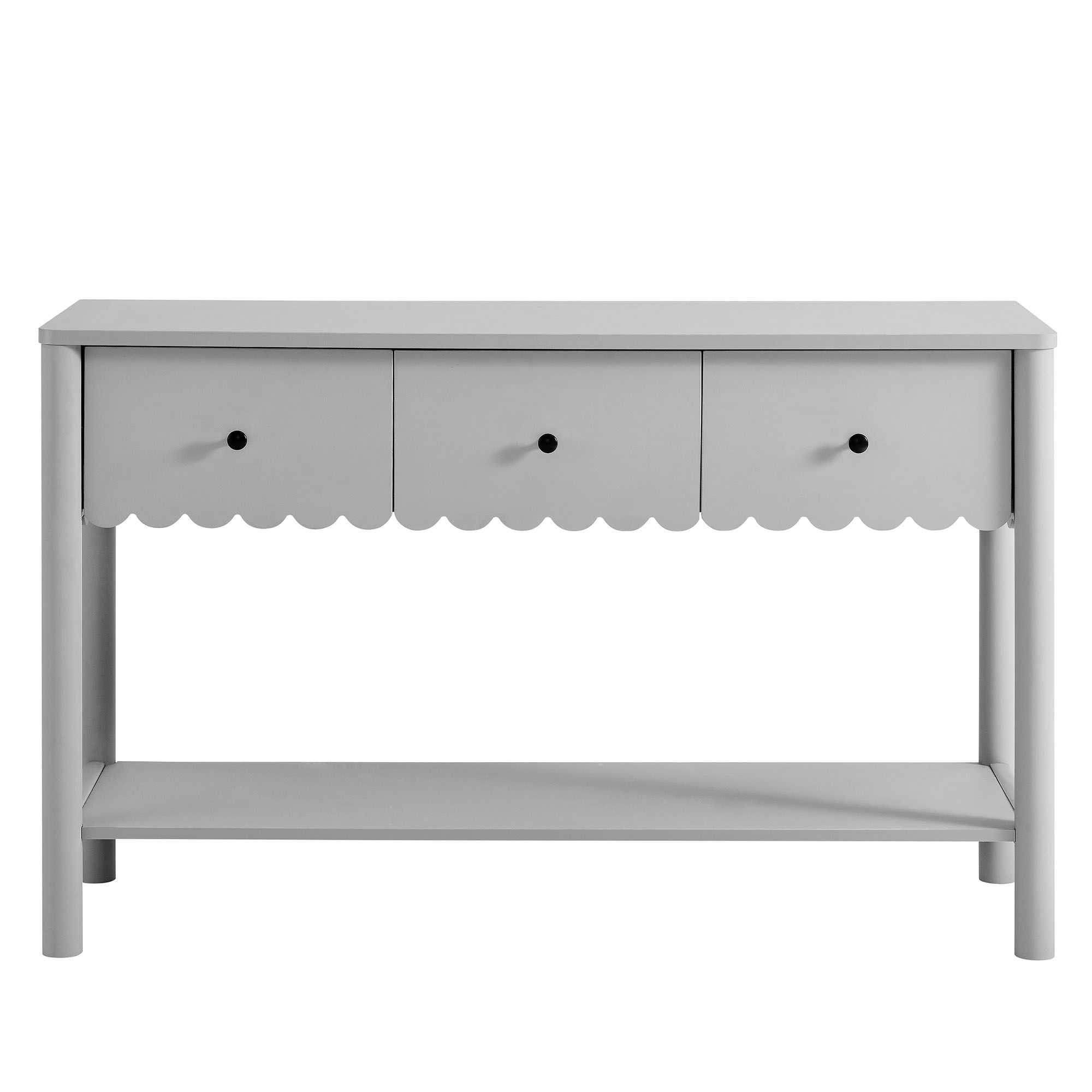 Emmeline 3-Drawer Scalloped Console Table In Light Gray By Modway ... in Emmeline 3-Drawer Scalloped Console Table, Light Gray