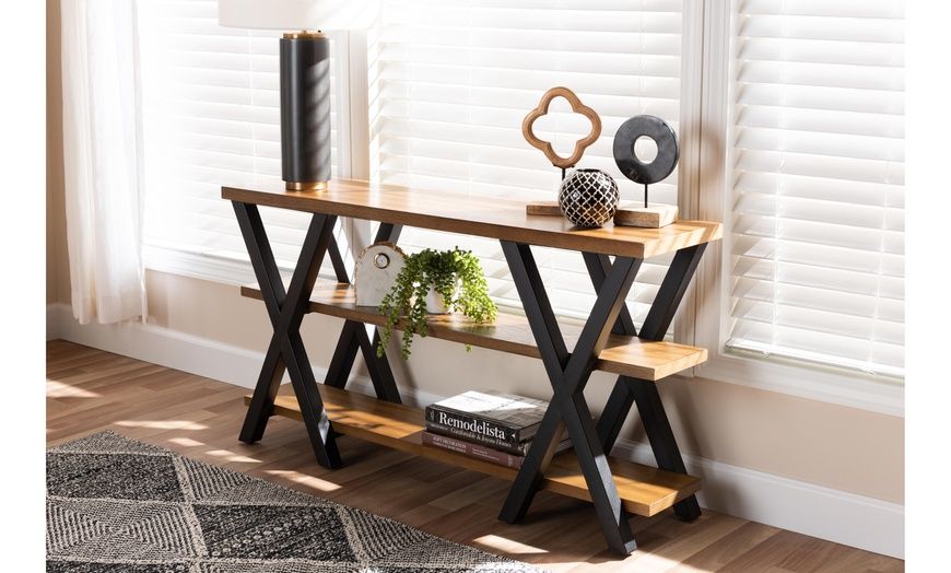 Empire Rustic Industrial Wood And Metal Criss Cross Console Table | Groupon for Understanding the Craftsmanship Behind the Black Industrial Console Table