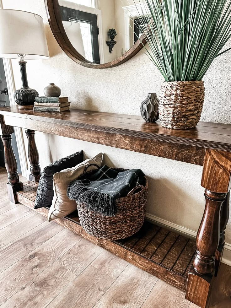 Entry Table With Baluster Legs Fully Stained | Console Table Decorating ... for Pine Brown Console Table With Baluster Columns & Lower Open Shelf
