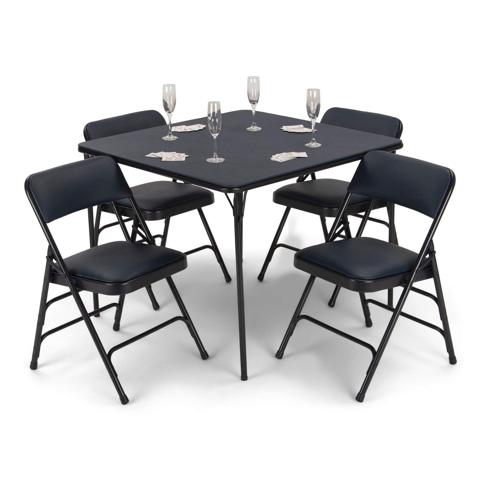 Eventstable Titan Series Navy Folding Card Table And Navy Blue Metal ... intended for How to properly maintain your 5 piece navy card table and chair set