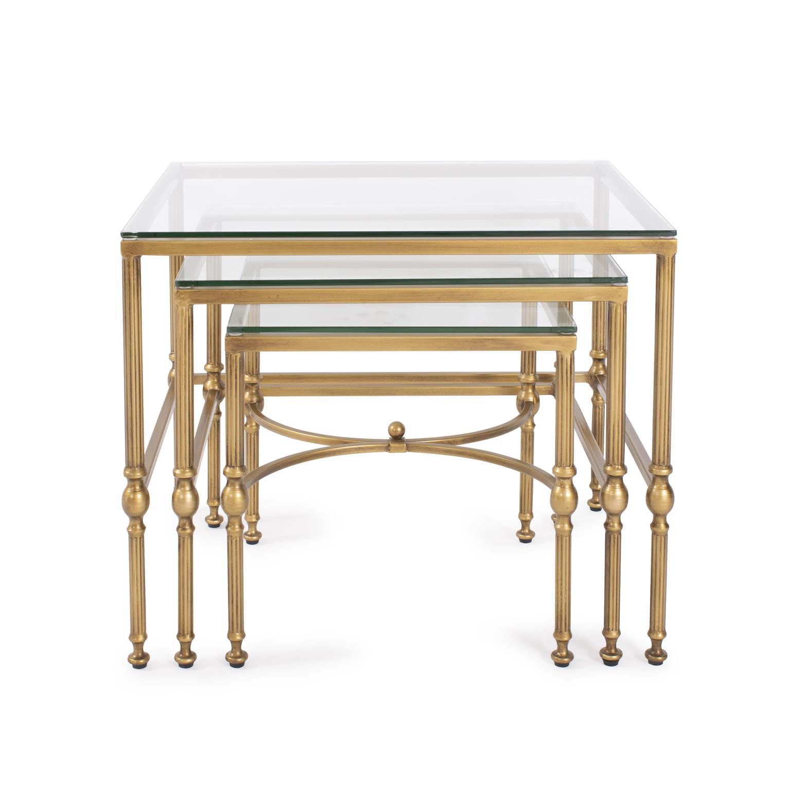 Everly Quinn Bonnifait Antique Gold Nesting Tables | Wayfair with The Enduring Appeal of Antique Brushed Gold in Modern Table Design