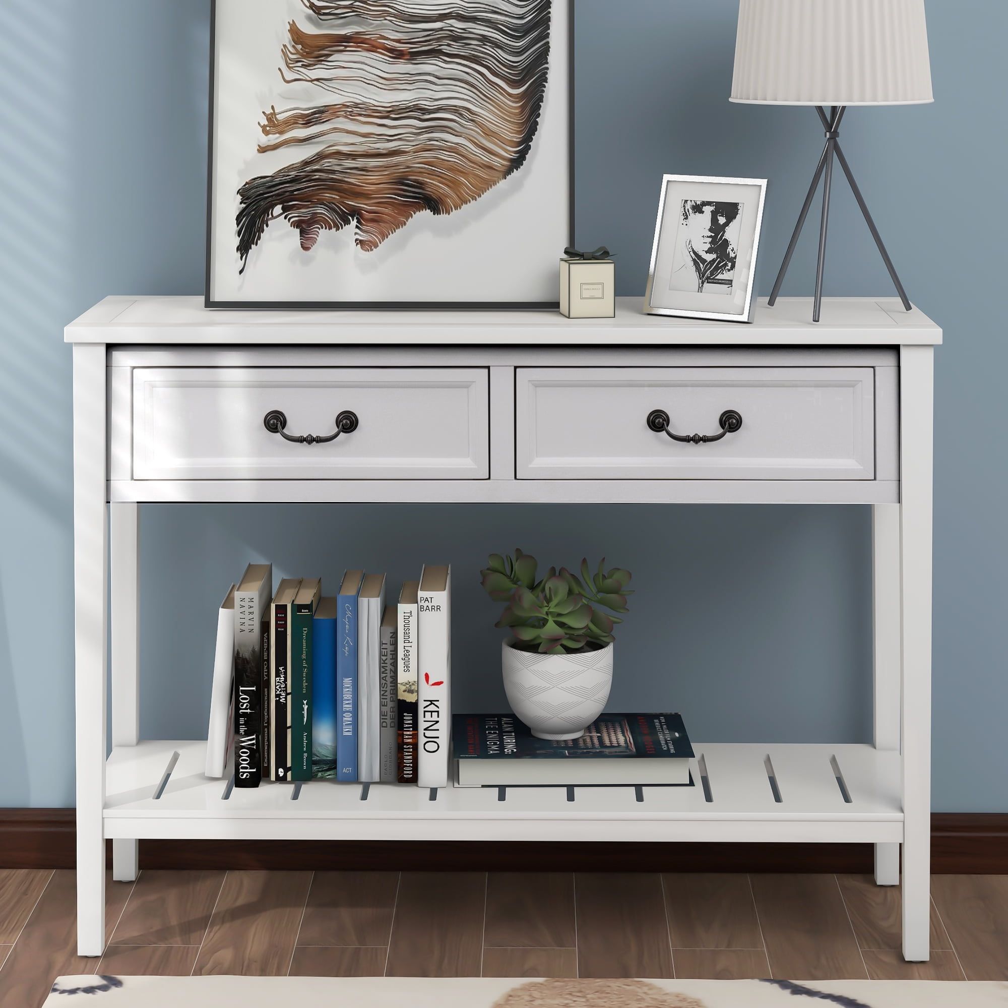 Farmhouse Rustic Entryway Table Living Room Console Table With Bottom ... with Maximizing Space with Multi-Shelf Storage Solutions