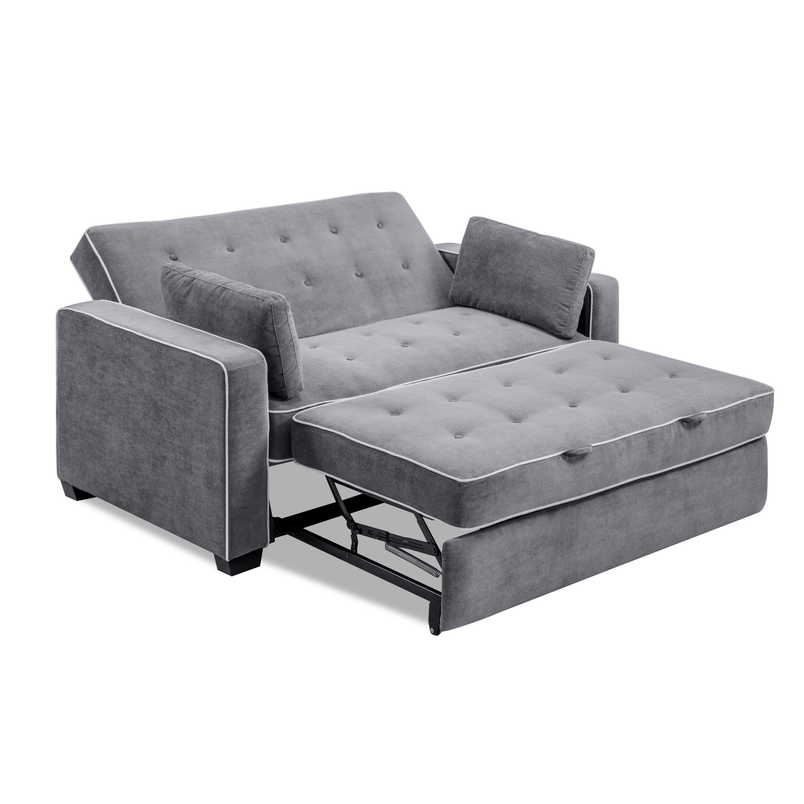 Features: -Full Size Sleeper. -Pull-Out Bed. Design: -Convertible ... regarding Convertible Chenille Sofa Bed With Pull-Out Mattress & Cozy Upholstery, Gray