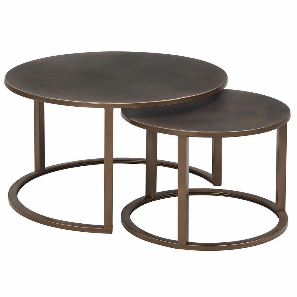 Firstime &amp;amp; Co. 27.5 In. X 27.5 In. X 16 In. Round Metal Bronze Hayes ... with Metal Coffee Tables, 2-Piece Set