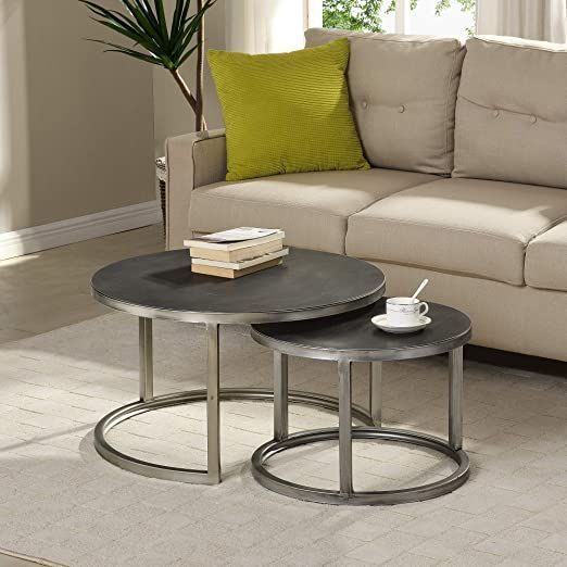 Firstime &amp;amp; Co. Hayes Silver Nesting Coffee Table 2-Piece Set, American ... within Modern Living Room Essentials: Metal Tables That Work