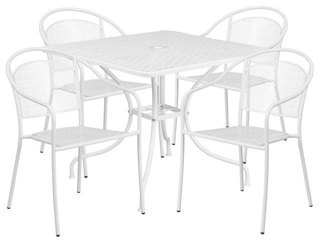 Flash Furniture 3 Piece 36&amp;quot; Square Steel Flower Print Patio Dining Set ... in The Charm of the Flash Furniture 5 Piece Patio Set Unpacked