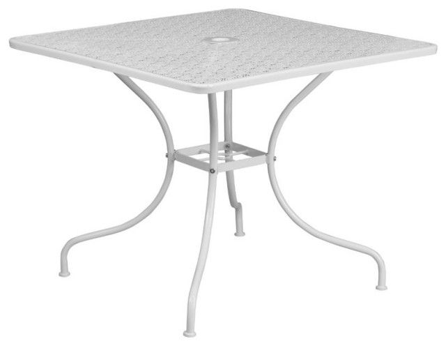 Flash Furniture 3 Piece 36&amp;quot; Square Steel Flower Print Patio Dining Set ... throughout The Charm of the Flash Furniture 5 Piece Patio Set Unpacked