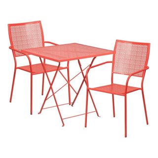 Flash Furniture 5 Piece 28&amp;quot; Square Steel Flower Print Patio Dining Set ... for The Charm of the Flash Furniture 5 Piece Patio Set Unpacked