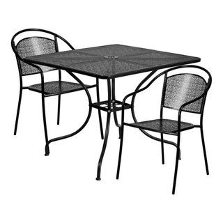 Flash Furniture 5 Piece 36&amp;quot; Square Steel Flower Print Patio Dining Set ... inside Flash Furniture 5 Piece 28&amp;quot; Square Steel Flower Print Patio Dining Set In Blue