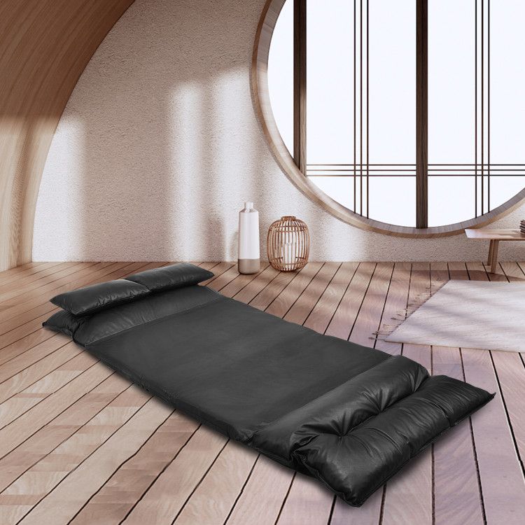 Foldable Pu Leather Leisure Floor Sofa Bed With 2 Pillows - Costway with regard to The practical benefits of PU leather construction in foldable leisure furniture