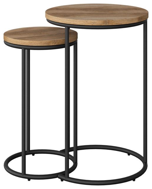 Fort Worth 2-Piece Nesting Side Tables With Black Metal Legs ... with Fort Worth 2-Piece Nesting Side Tables With Black Metal Legs, White Marble