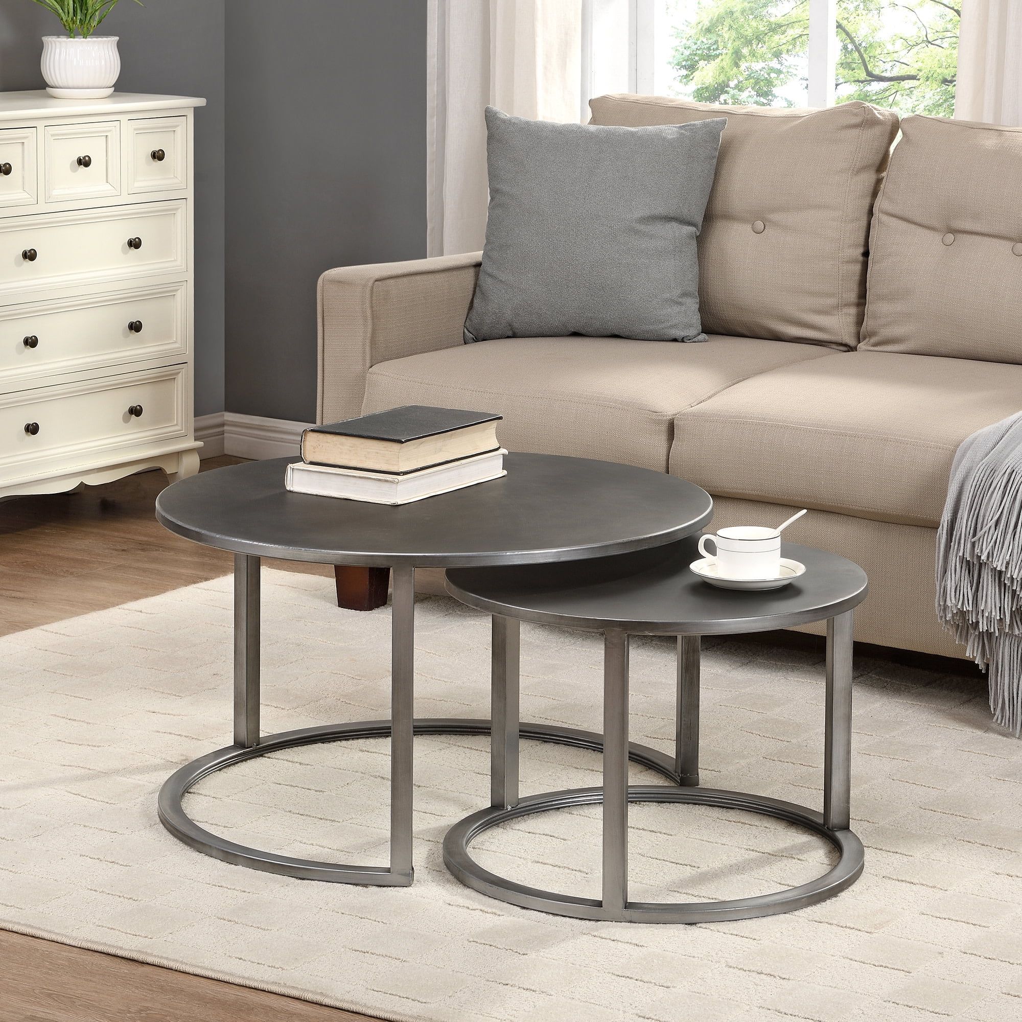 Free Shipping! Firstime & Co. Silver Hayes Nesting Coffee Table 2-Piece ... inside Modern Living Room Essentials: Metal Tables That Work