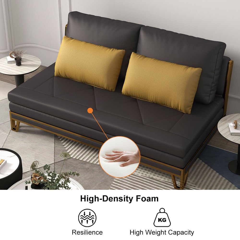 Free Shipping On 71" Modern Black Convertible Sofa Bed Tufted Leath ... pertaining to The Art of Choosing Your Perfect Black Tufted Sofa Bed
