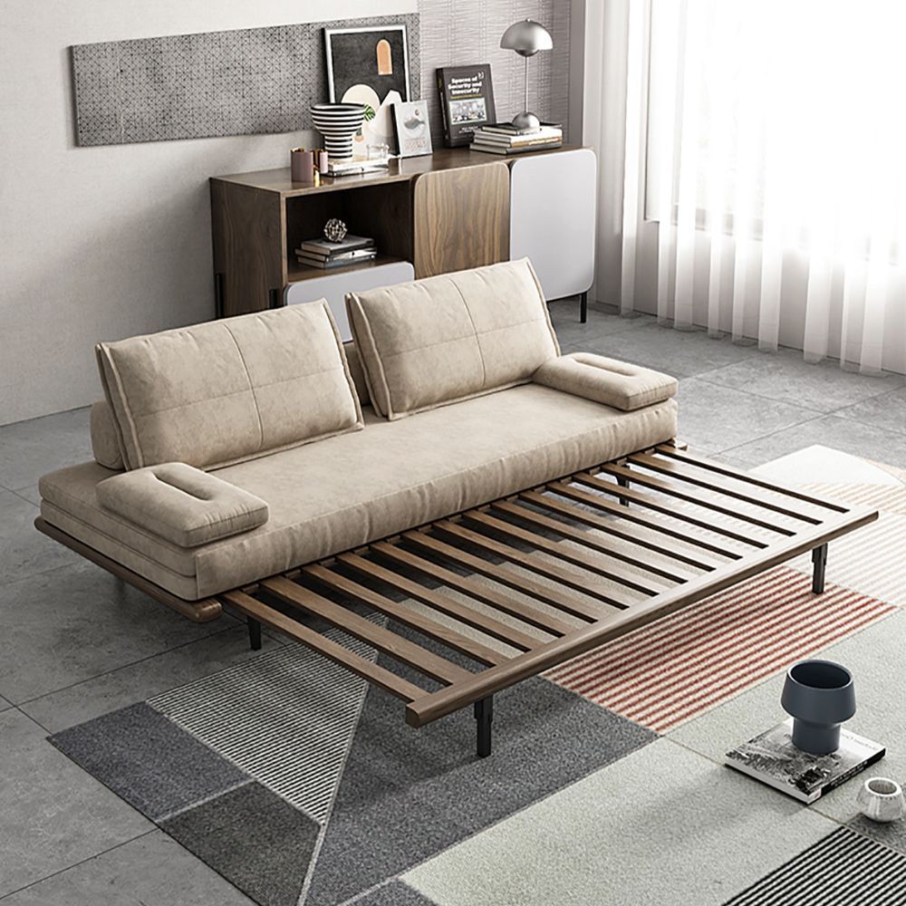 Free Shipping On Mid Century Modern Pull Out Sofa Bed Khaki Wood ... intended for Understanding the versatility of modern convertible sofa bed designs