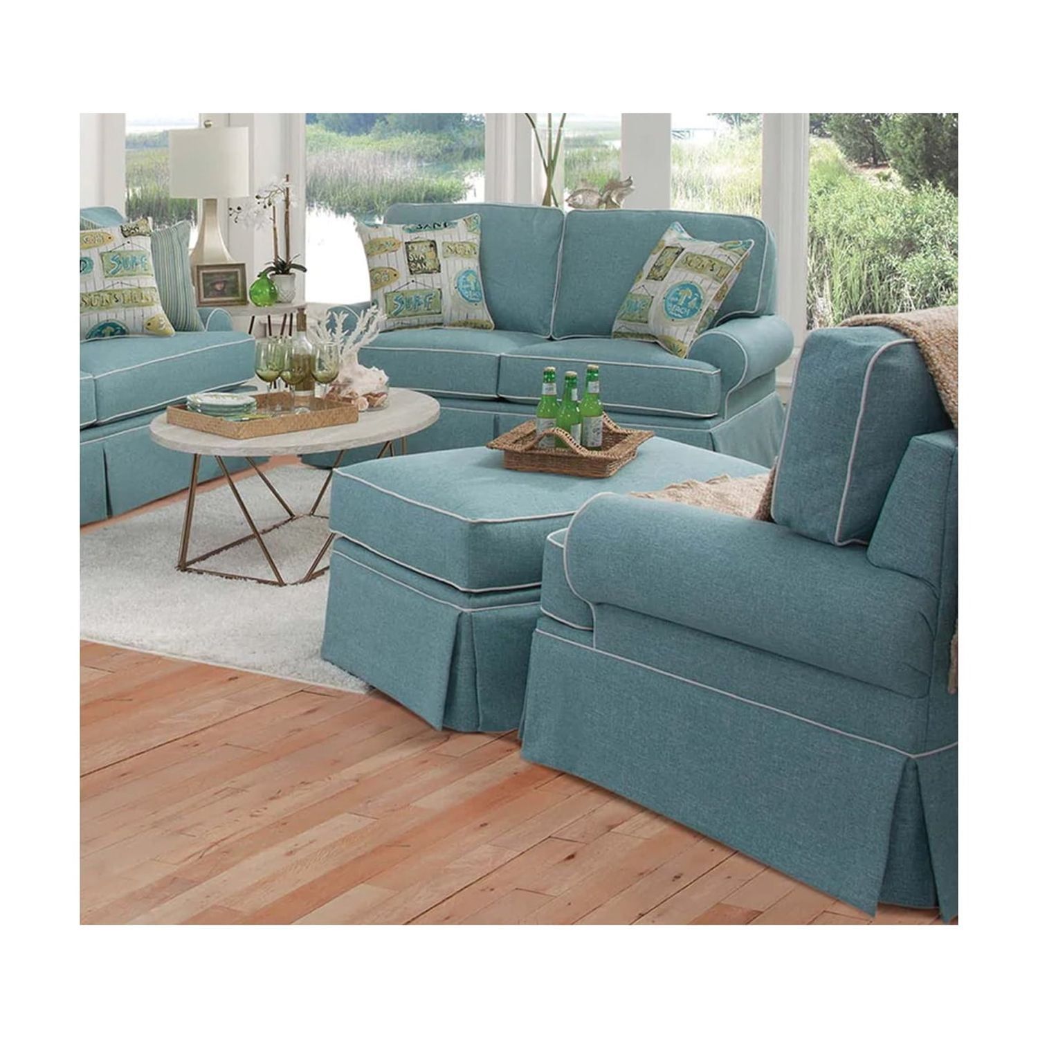 Furniture Classics 8-080-S275A Coastal Aqua Series Upholstered Ottoman ... for American Furniture Classics 8-040M-S275A Coastal Aqua Series Sleeper Sofa