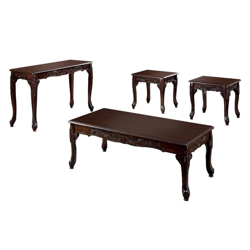 Furniture Of America Alice Solid Wood 4-Piece Coffee Table Set In Dark ... within Unpacking the Bowery Hill Solid Wood Coffee Table Set Your Style Guide
