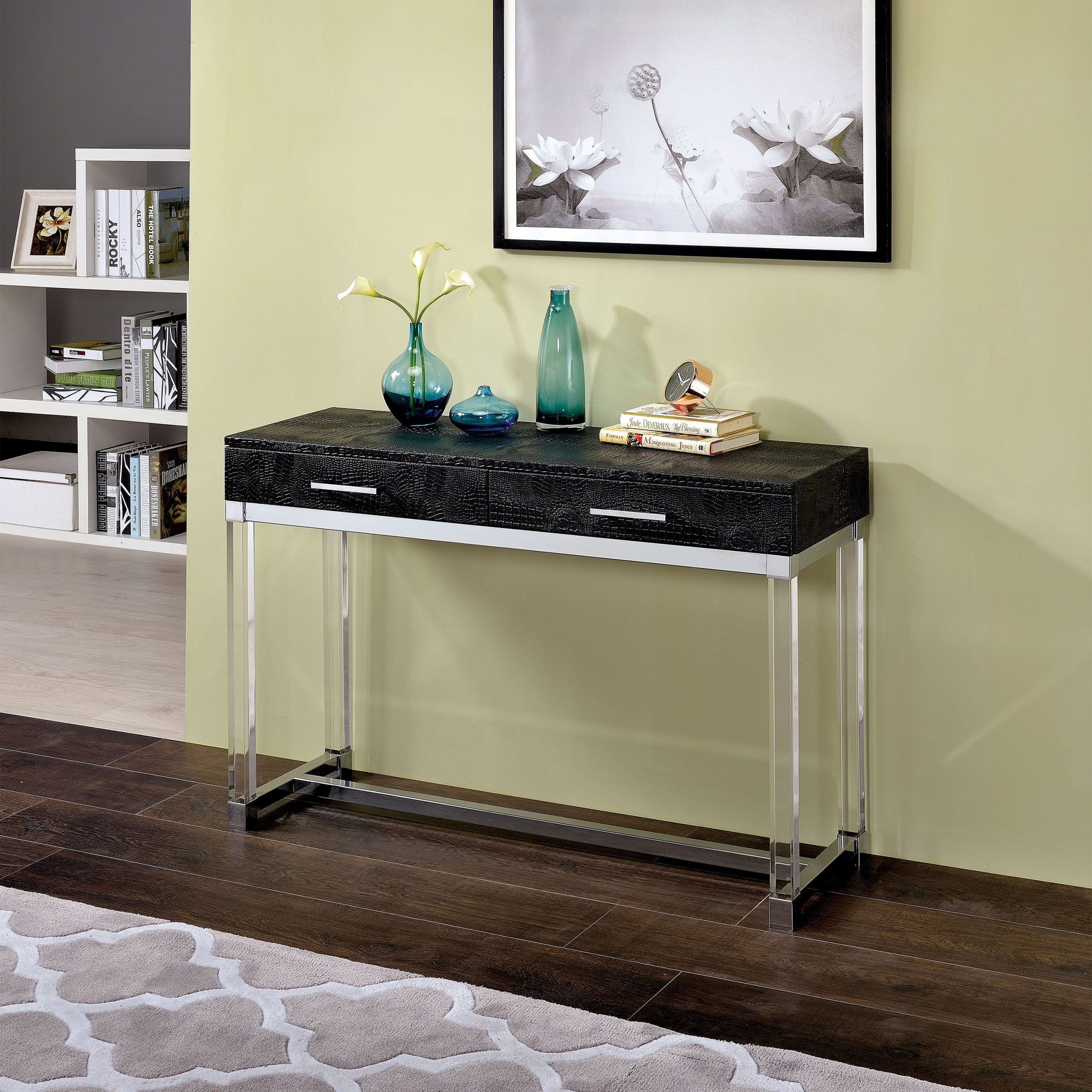 Furniture Of America Dolan Contemporary 2-Drawer Sofa Table, Black ... in Modern 46&amp;quot; Wide 2-Drawer Console Table, Black