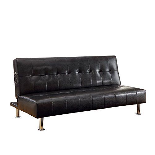 Furniture Of America Hollie Faux Leather Sleeper Sofa Bed In Black inside Furniture Of America Hollie Contemporary Faux Leather Sleeper Sofa Bed In Gray