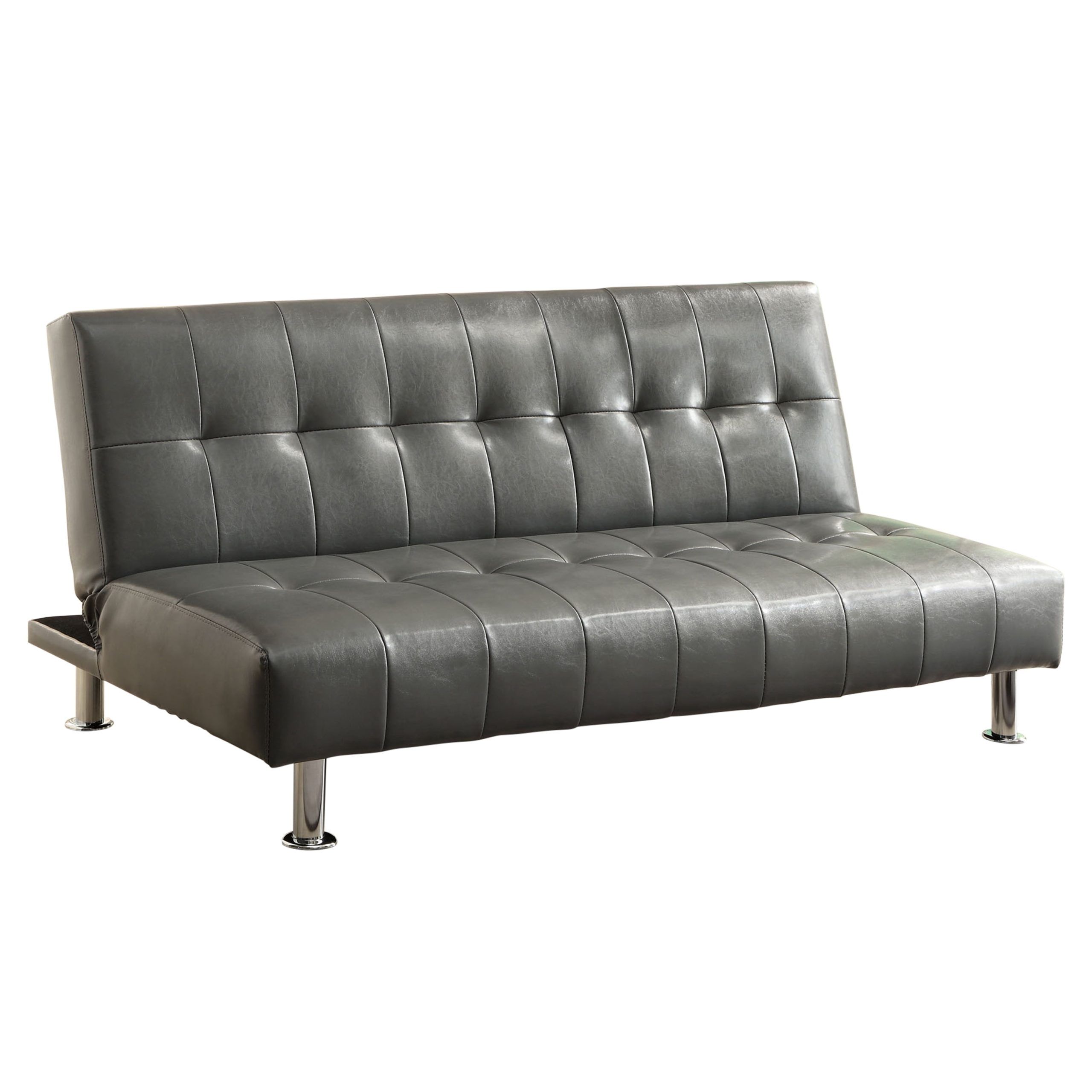Furniture Of America Hollie Gray Faux Leather Sleeper Sofa Bed ... for Furniture Of America Hollie Contemporary Faux Leather Sleeper Sofa Bed In Gray