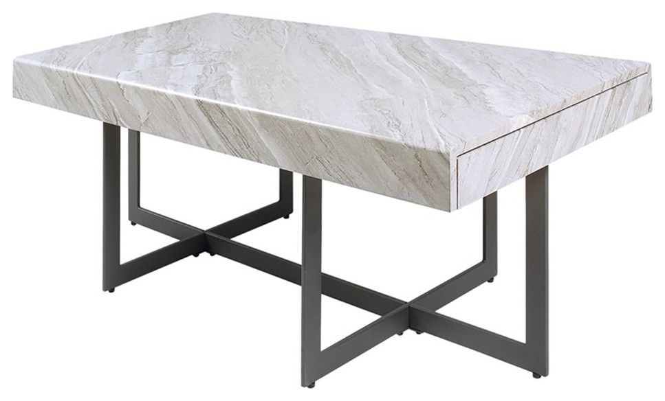 Furniture Of America Vasket Contemporary Metal 2-Drawer Coffee Table In ... throughout Furniture Of America Vasket Contemporary Metal 1-Drawer Sofa Table In Gray